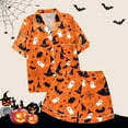thumbnail image 6 of Women'S Pajama Sets Halloween Two Piece Satin Pajama Set Pumpkin Ghost Printed Button Down Womens Pajama Sets Shorts Womens Loungewear Halloween Womens Pjs, 6 of 7