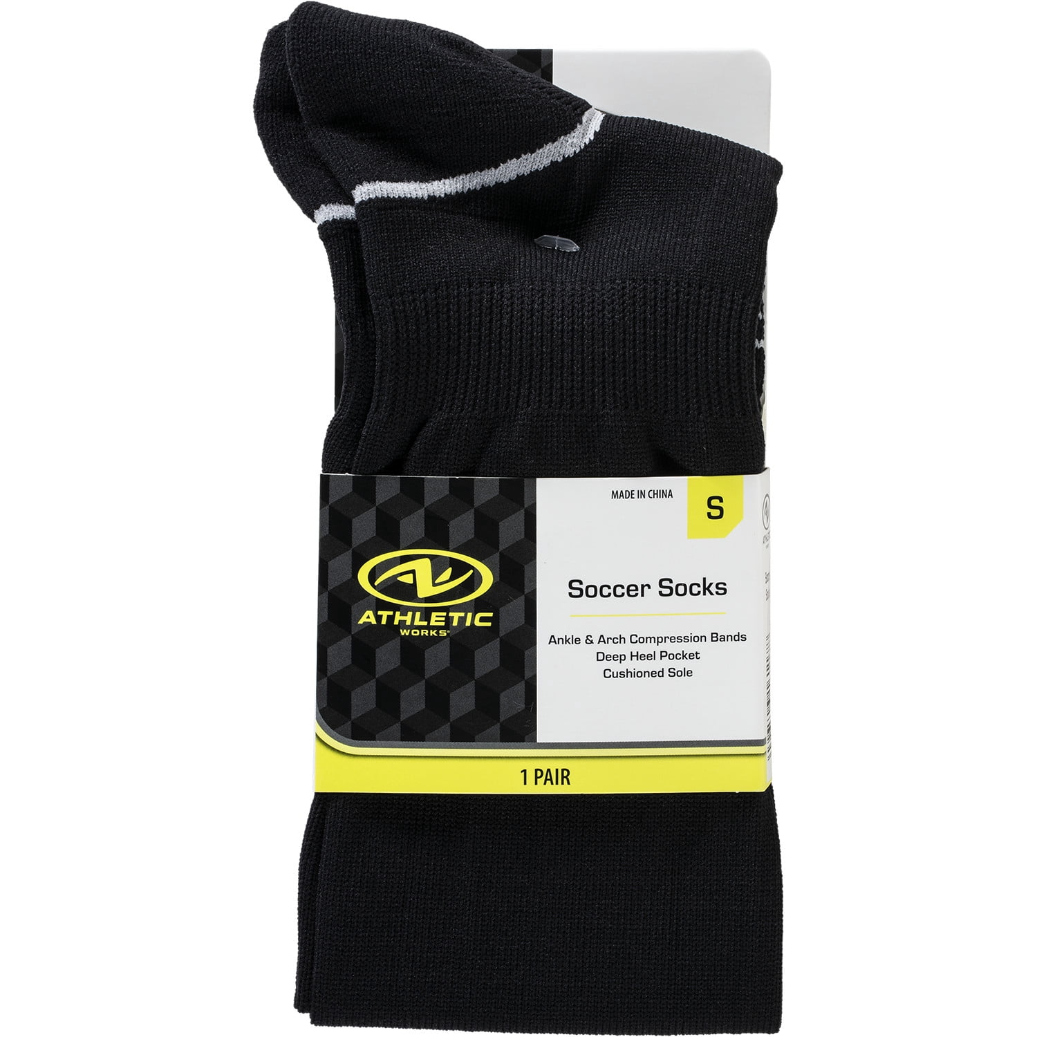 Athletics Works Soccer Socks 1 pair, Black Unisex Small, Youth 10-4.5