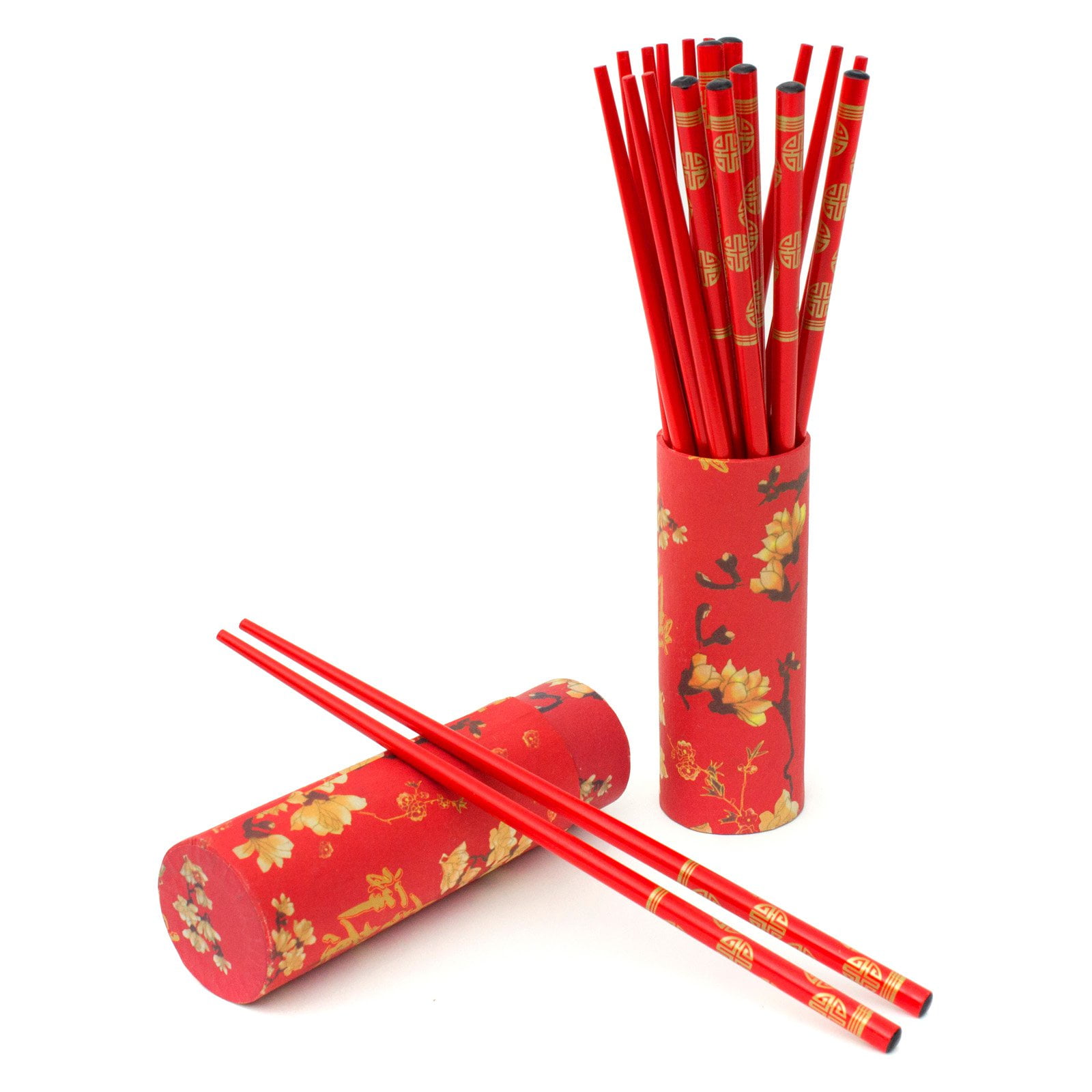 Oriental Furniture Floral Themed Wood Chopsticks Set of 10