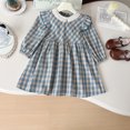 thumbnail image 2 of Korean Children's Dress 2-7 Y Spring Girls Plaid Lace Collar Princess Dress Cute Flying Sleeve Kid's Clothes, 2 of 6
