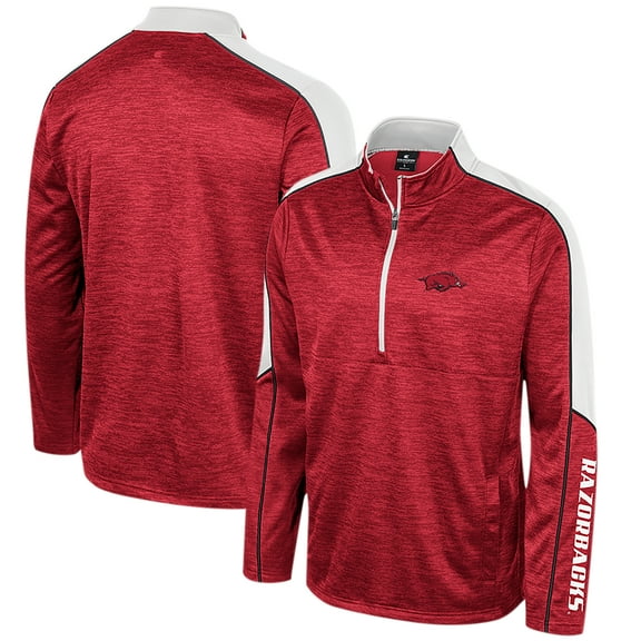 Men's Colosseum Cardinal Arkansas Razorbacks Marled Half-Zip Jacket