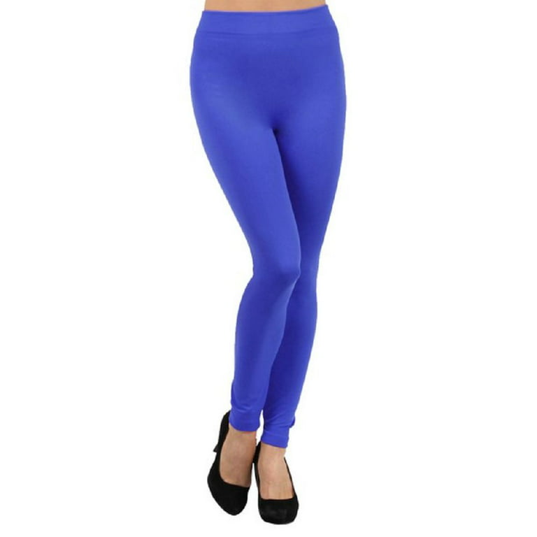 Women Sports Leggings with Fleece Lined Workout Running Pants, Royal Blue,  Plus