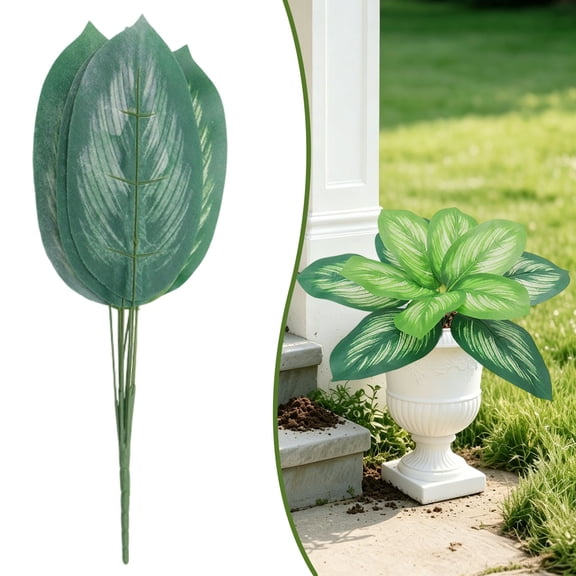 ZFSBZBS Hosta Artificial Plant - Resistant Outdoor Faux Plants - Fake Tropical Hosta for Indoor,Office,Bathroom & Garden Decor, Small Faux House Plants,Green
