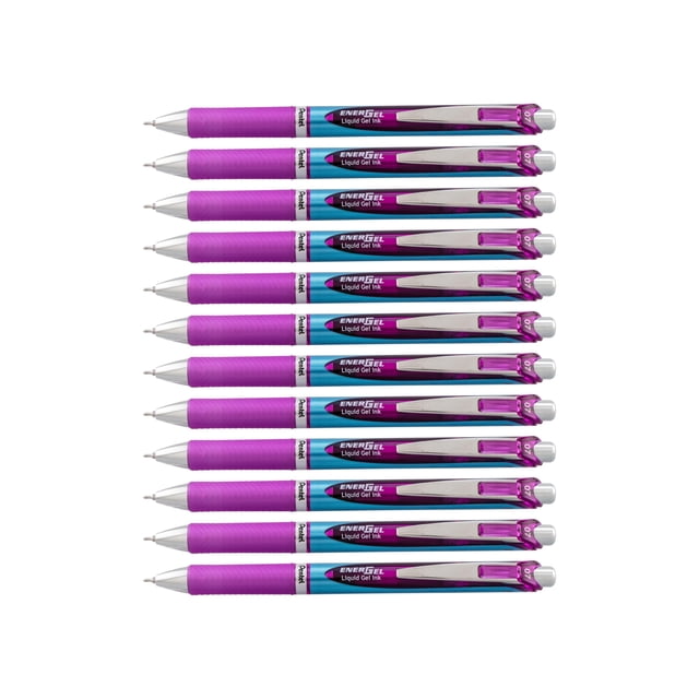 Pentel EnerGel Deluxe RTX Bolígrafo de Gel Retráctil, Violeta, Paquete de 12