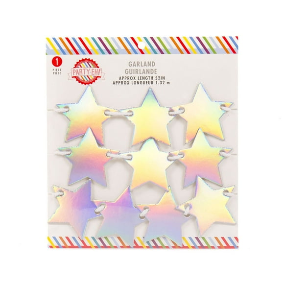 Party- Eh! Guirlande d’étoiles irisée en carton ordinaire par Horizon Group USA