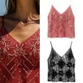 thumbnail image 2 of Women's Sparkly Sequins Sheer Mesh Cami Top Sleeveless V Neck Camisole Spaghetti Straps CropsTanks Top Party Clubwear, 2 of 16