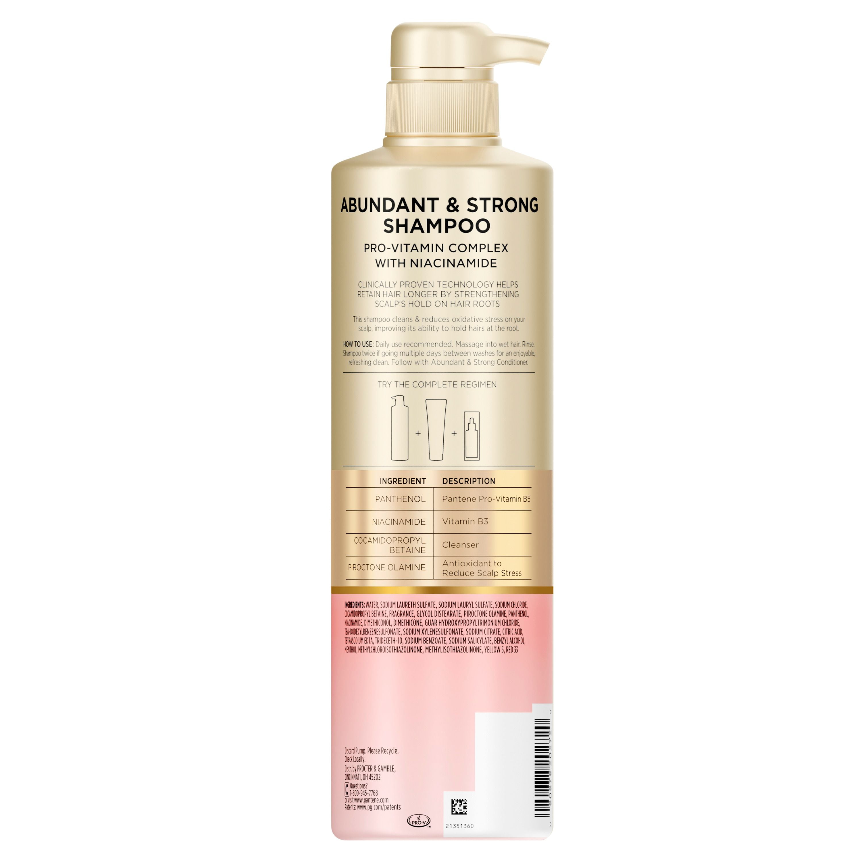 Shampooing Pantene Abondants et forts avec complexe de provitamine B5 et niacinamide