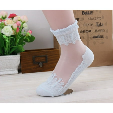 

Cathalem Teenager Socks Elastic Lace Socks Beautiful Transparent Short Ultrathin Socks Tights for Women plus Socks Blue One Size