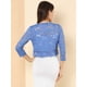 thumbnail image 5 of Top de Encaje Floral Transparente Allegra K Gris Azul M Manga 3/4, 5 of 6