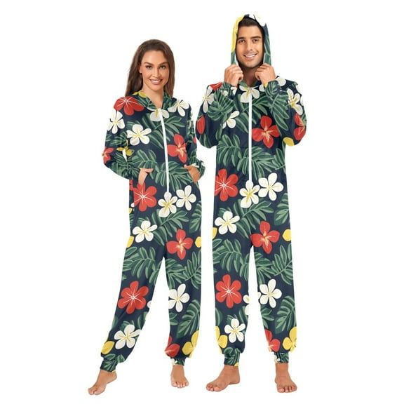 joogoo Tropical Flower-t3 Unisex Adults Onesies Pajamas Jumpsuits L