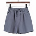 thumbnail image 1 of Pantalones cortos de algodón y lino para mujer, pantalones de verano con forma de A y pierna ancha, pantalones deportivos de talla grande, pantalones casuales holgados de cintura alta, 1 of 5