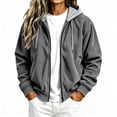 thumbnail image 6 of vdgthytj Jackets for Women Full Zip Corduroy Hooded Long Sleeve Color Block Fall Winter Casual Outerwear with Pockets(XX-Large,Gray), 6 of 9