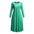 thumbnail image 7 of YuXingFu 100% Cotton Dresses Maxi Crew Neck Plus Size Womens Dress Long Sleeve Pleated Long Casual Summer Green XXL, 7 of 7