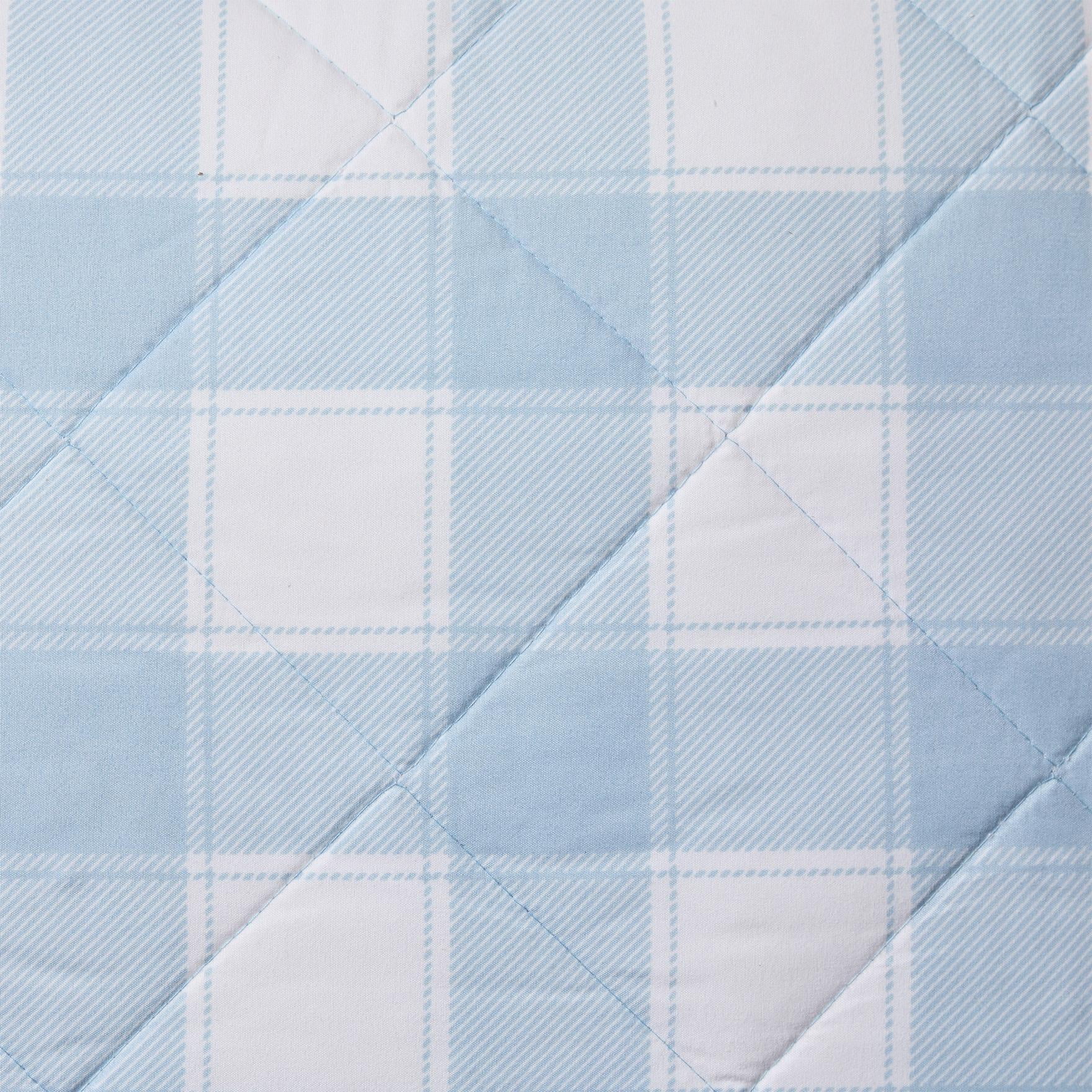 Hallmark Checkered Bliss 3-Piece Blue Scalloped Adult Quilt Set, King