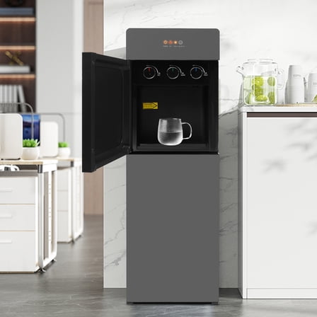 Silver Gray Color Rectangle Water Dispenser, Bottom-Loading Water Dispenser, Corded Electric Hot and Cold Water Dispenser