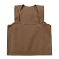 thumbnail image 5 of Lixiuxyad Built-in Bra Tank Tops Sleeveless Square Neck Stretch Cropped Tank Top Camisole For Casual Wear And Layering,Brown, 5 of 5