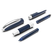 Schneider One Change Rollerball Pen, Refillable, 0.6 mm Ultra-Smooth Tip, Blue/White Barrel, Black Ink, Box of 5 Pens (183701)