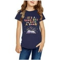 thumbnail image 4 of Nrmvnmi it's a good day to read a bookShirts for Kids Short Sleeve Graphic T-Shirt Round Neck Crop Top for Little & Big Girls and Boy T-Shirt Tee Navy-11 Years, 4 of 4