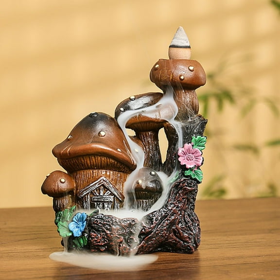 1pc Resin Mushroom House Backflow Incense Burner, Home & Office Aromatherapy Decor (Without Incense)