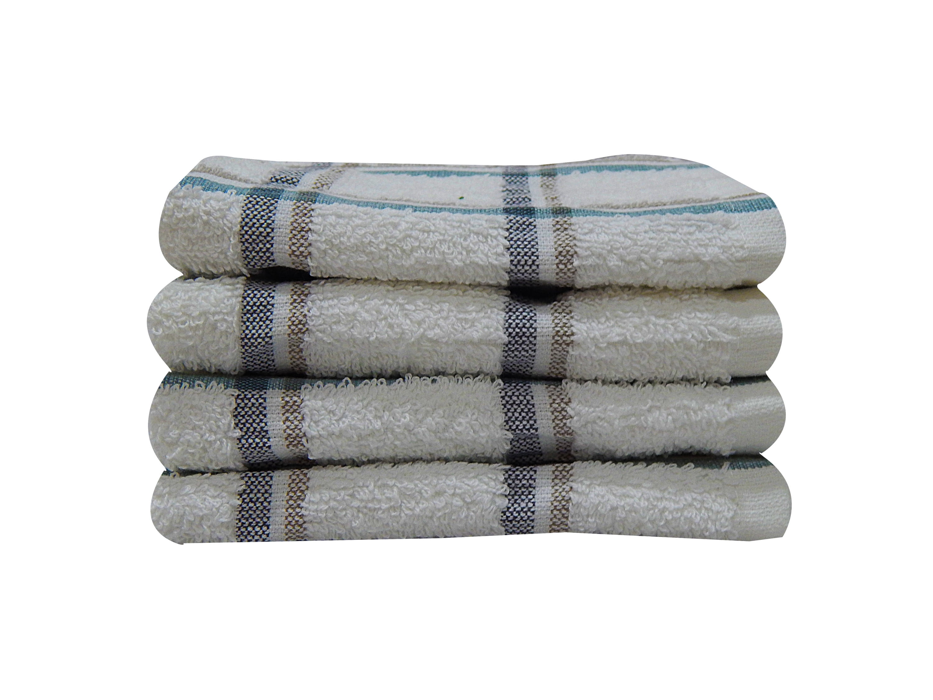 Mainstays Barmop Stripe Dish Cloths, Arctic White/Red Sedona, 2-Pack