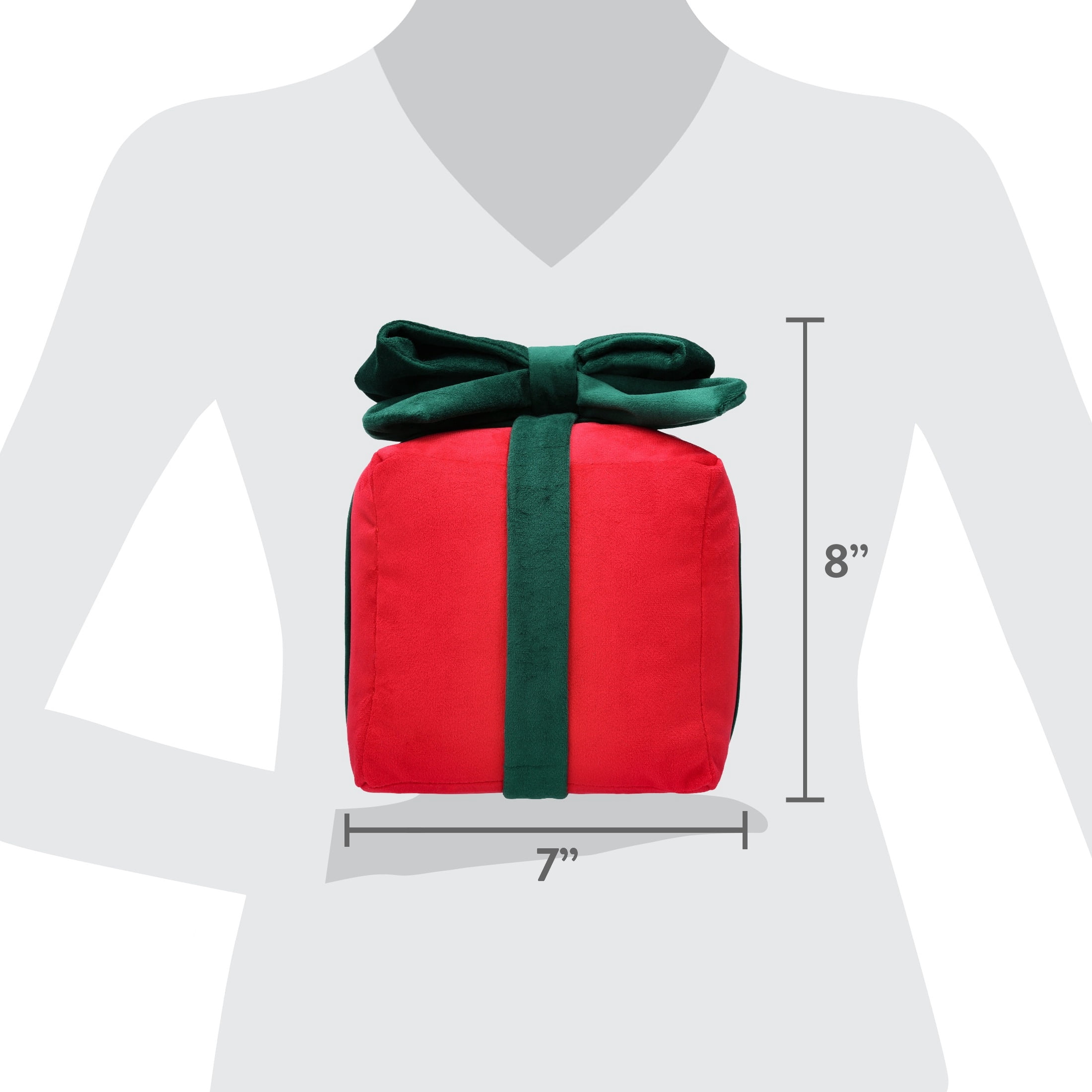 Fabric Gift Box Christmas Decoration, Red and Green, 8", by Holiday Time