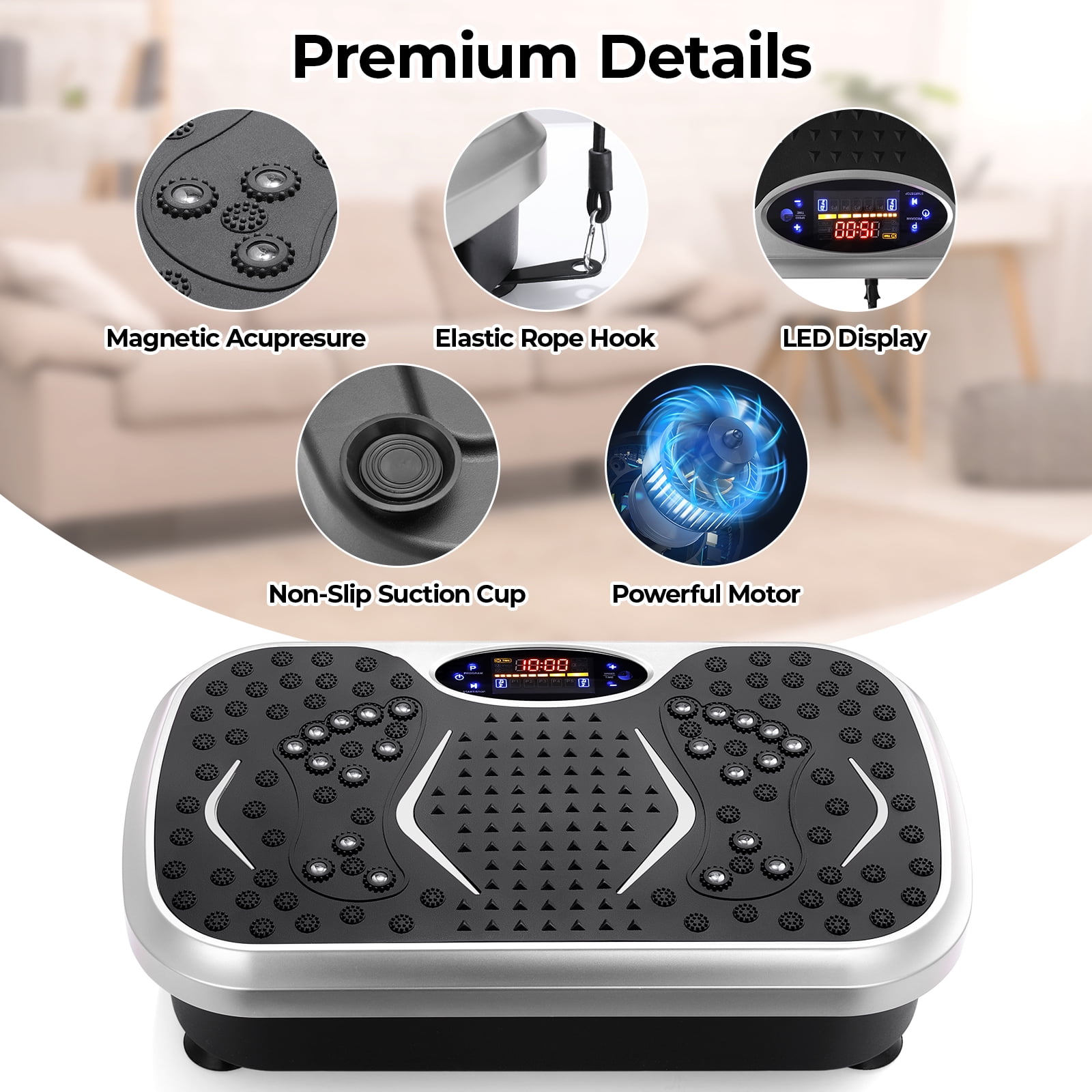 TLSUNNY 3D Vibration Plate Exercise Machine, Full Body Workout Machine with Remote & Resistance Bands for Home Use