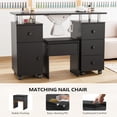 thumbnail image 3 of Ktaxon Nail Desk and Chair Set, Manicure Table Storage Station with 4 Drawers, Lockable Wheels, Black, 3 of 7