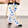 thumbnail image 5 of FORMRS Womens Knee High Socks Casual Long Thick Travel Daily Wear, 1 Pair, Blue Retro Triangles, 5 of 6