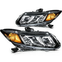 cciyu Headlight Assembly For Honda For Civic 2012-2015 Clear Lens Black Housing Amber Reflector Driver & Passenger Side Headlamps