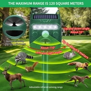 JahyElec 2-Pack Ultrasonic Outdoor Solar Animal Repeller with Motion Sensor and LED Strobe Light