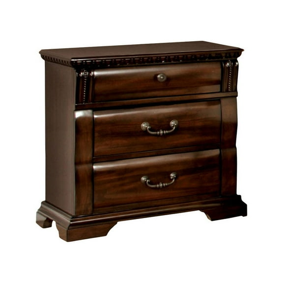 Benzara Burleigh Transitional Night Stand In Cherry Finish