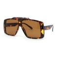 thumbnail image 2 of Stylish Mens Bold Squared Rectangle Flat Top Racer Plastic Sunglasses Tortoise - Brown, 2 of 4