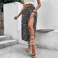 thumbnail image 7 of Bbyeadc Women's Skirts Midi A Line Split High Waisted Skirt Flowy Boho Floral Print Skirts Trendy Beach Outfits ,Black (S), 7 of 7