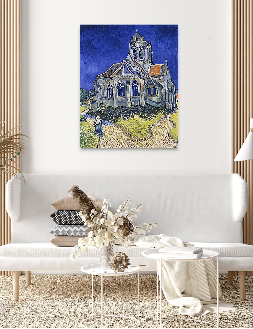 DECORARTS The Church at Auvers, Vincent Van Gogh Art Reproduction. Giclee  Canvas Prints Wall Art for Home Decor 30x24