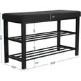 thumbnail image 2 of LINJH Shoe Bench, 3-Tier Shoe Rack for Entryway, Storage Organizer with Foam Padded Seat, Faux Leather, Metal Frame, for Living Room, Hallway, 12.2 x 31.9 x 19.3 Inches, Black, 2 of 7