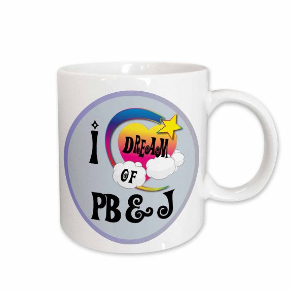 3drose, Cute Girly Heart Star Clouds I Dream of Peanut Butter Jelly, 15oz Mug
