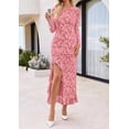 thumbnail image 2 of PRETTYGARDEN Women's Formal Maxi Floral Dresses with Slit Long Sleeve Ruffle Hem, Elegant Outfit for Wedding Guest & Cocktail Party, Bodycon Crewneck Mesh Dresses, Fall Fashion, 2 of 8