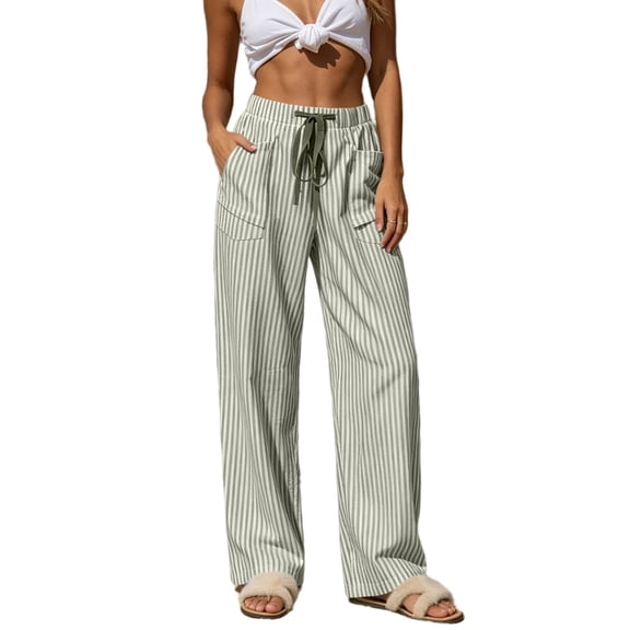 Edvintorg Womens Capris for Summer Elastic Waisted Casual Lightweight Capri Pants with Pockets Fashion Clothing Women Gray XL