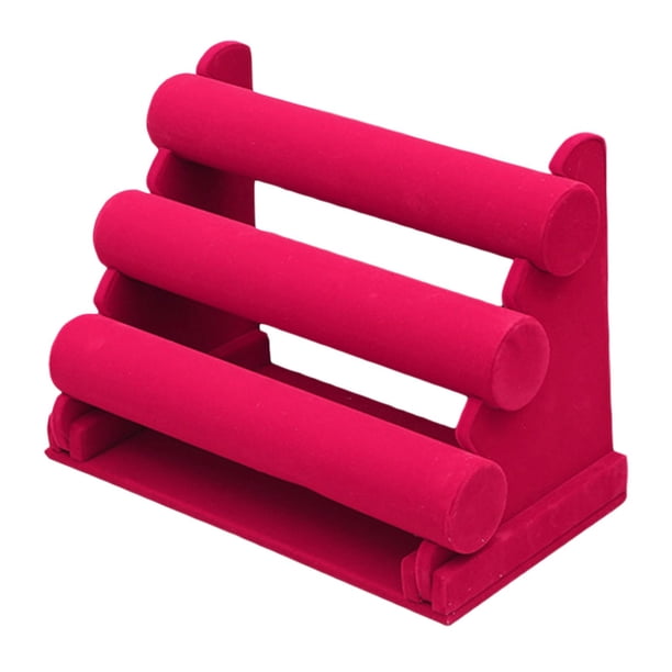 Soporte de joyería de 3 niveles Sunnimix Soporte de exhibición de pulsera Rojo