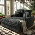 thumbnail image 6 of Techmilly 53" Oversized Chaise Lounge Chair with 4 Striped Pillow, Velvet Full Size Chair Bed for Living Room, Bedroom, Dark Grey, 6 of 11