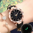 thumbnail image 3 of NovaStitch Unisex Glow Frosted Leather Strap Watch with Starry Sky Roman Numeral Dial, Fashion Casual Quartz Wristwatch for Men Women, Black Faux Leather Band Wrist Watch - Brown, 3 of 5