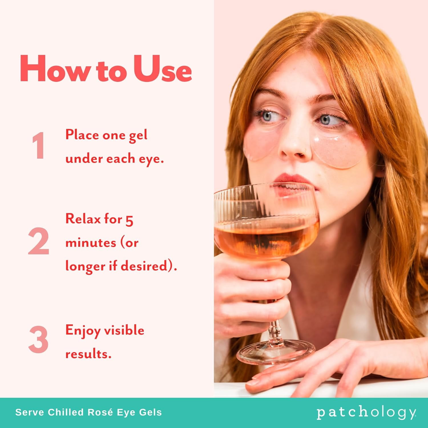 Patchology Serve Chilled Rose Eye Masks Gel, 15 Pack