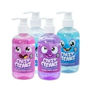 CRAZY CLEANZ Hand Sanitizer Pump, 8 fl oz, 4 Pack Frosted Strawberry Scent, Blue Raspberry Scent, Vanilla Swirl scent, Berry Swirl scent