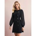 thumbnail image 5 of Women'S Spring Round Neck Button Detail Slim Fit Long Sleeve Solid Color Dress Midi, 5 of 8
