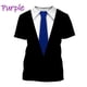 thumbnail image 3 of Ropa divertida para hombre, esmoquin con personalidad, traje de corbata retro, camisetas gráficas, traje falso de moda, camisetas casuales de manga corta para fiesta para hombre, 3 of 5