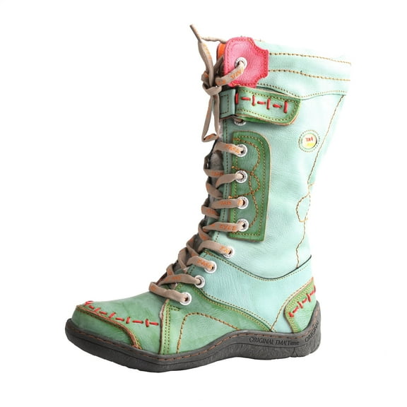 TMA EYES Women's Knee Outdoor Boots Water-Resistant Lace Up and Side Zipper Wide Width Comfortable Leather Winter Boots with Faux Fur Lining