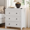 thumbnail image 2 of FANRAL Nightstand Set of 2,3 Large Drawer,29.5" Tall Night Stand,27.5" Wide Side Table,Wood Bedside Table Modern End Table,Small Wide Dresser for Bedroom,White Nightstand, 2 of 7