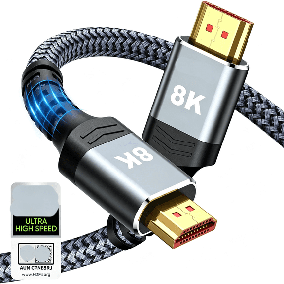 GJX 8K 10K 4K Cable 48Gbps 6.6Ft/2M,Certified Ultra High Speed 2.1 Cable Braided Cord-4K@120Hz 8K@60Hz,Dts:X,Hdcp 2.2&2.3,Hdr 10 Compatible with Dvd Player Hdtv/Blu-Ray