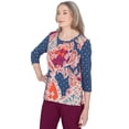 thumbnail image 3 of Alfred Dunner Womens Petite  Paisley Patchwork Knotted Crew Neck Top, 3 of 6