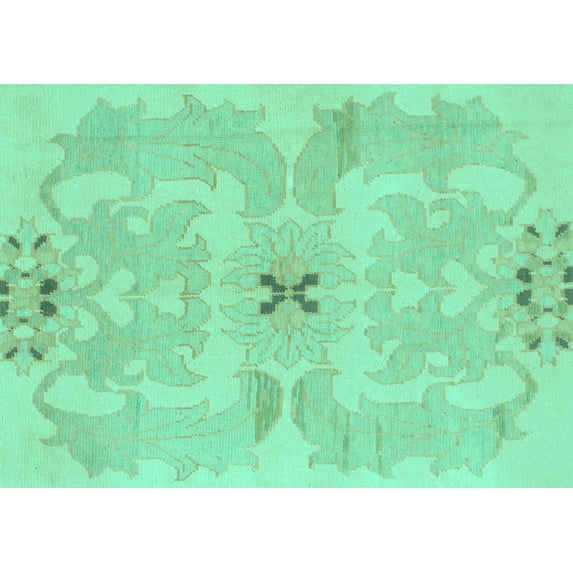 Ahgly Company Machine Washable Indoor Rectangle Abstract Turquoise Blue Modern Area Rugs, 5' x 8'